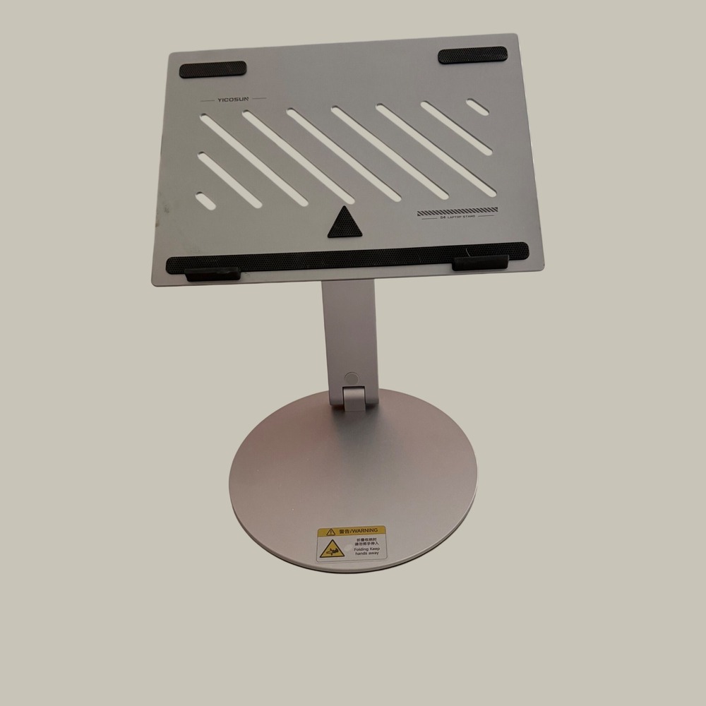 YICOSUN Aluminum Laptop Stand 360 Rotating Height Adjustable Silver Docking Hub